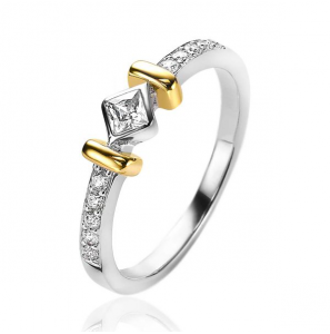 Zinzi zlv. ring bicolour geel met zirconia's maat 54 - 3202412
