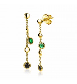 ZINZI zlv. oorhangers gg.verg.rondjes groen/zwart/gd. - 3202459