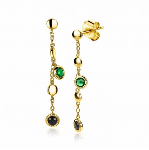 ZINZI zlv. oorhangers gg.verg.rondjes groen/zwart/gd. - 3202459
