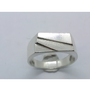 Zilver herenring rechthoek 14x7 mm mt. 20½ - 3222594