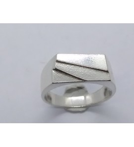 Zilver herenring rechthoek 14x7 mm mt. 21½ - 3222595