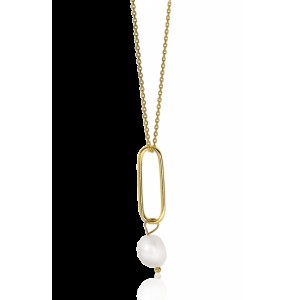 ZINZI zlv. collier gg.verg. hanger paperclip met parel - 3220679