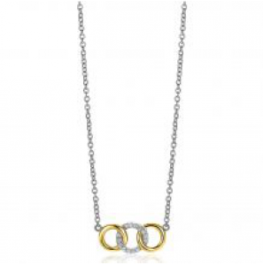 Zinzi zlv. collier bic. 3 rondjes verbonden zirc. 45 cm - 3210427