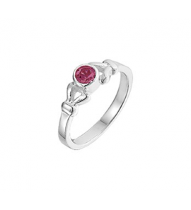 Zilver RH kinderring met roze zirkonia mt. 14½ - 3210344