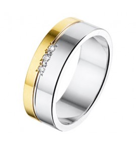 Amorio ring zilver met goud AL763-6 met 3x 0.01 crt. - 3210340