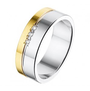 Amorio ring zilver met goud AL763-6 met 3x 0.01 crt. - 3210340