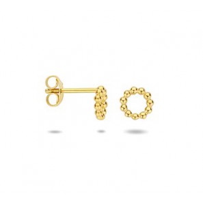 Zilver geel verguld oorknop rond bolletjes - 3210350