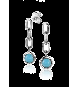 ZINZI zlv. oorst. psperclip met blauwe steen hangend - 3210412