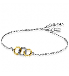 Zinzi zlv. armband bic. 3 rondjes verbonden zirc. 17-19 cm - 3210428