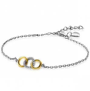Zinzi zlv. armband bic. 3 rondjes verbonden zirc. 17-19 cm - 3210428