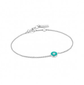 Ania Haie Teal Enamel Disc Silver Bracelet M - 3210661