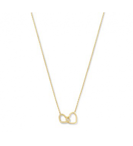 Goud anker collier 0.8 mm met dubbel hart 40-44 cm - 3210702