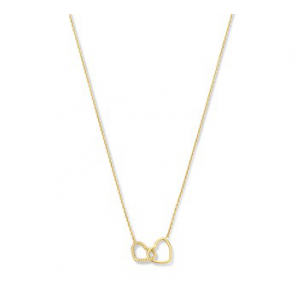 Goud anker collier 0.8 mm met dubbel hart 40-44 cm - 3210702