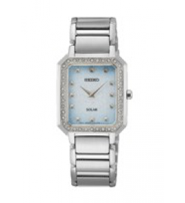 Seiko dames solar staal bracelet blauw/wit swarovski WR - 3210757