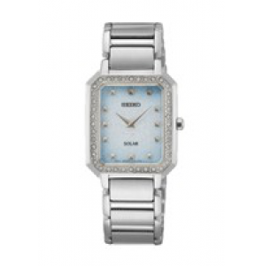Seiko dames solar staal bracelet blauw/wit swarovski WR - 3210757