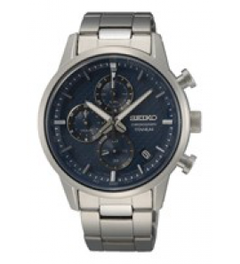 Seiko heren chrono new link titanium bracelet blauw 100m wr - 3210760