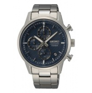 Seiko heren chrono new link titanium bracelet blauw 100m wr - 3210760