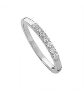 Goud wit dames alliance ring met 7 x 0.02 (0.14 crt.) mt. 16 - 3210784