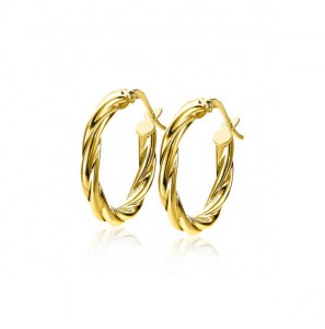 ZINZI Gold oorringen gedraaid 19x2.5 mm - 3210819
