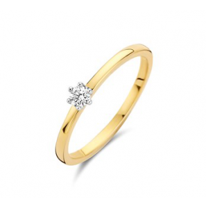 Geel goud solitairring "Nicole" met 0.15 crt. H-SI3 - 3210872