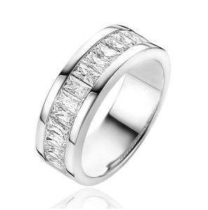 ZINZI zlv. rijring met baguette zirconia's 7 mm. mt 56 - 3210895