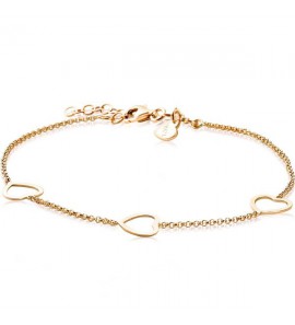 ZINZI zilver armband met drie hartjes geel verguld 17-20 - 3210860