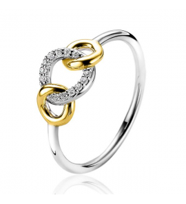 Zinzi zlv. ring bic. 3 rondjes verbonden zirc. mt. 56 - 3210892