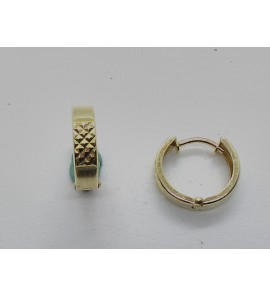 Goud klap-creolen VK met diamantÚ 13 x 3 mm - 3210916