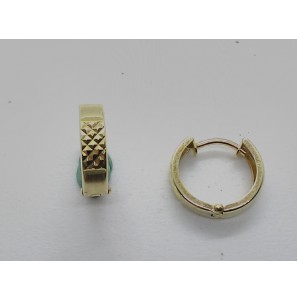 Goud klap-creolen VK met diamantÚ 13 x 3 mm - 3210916