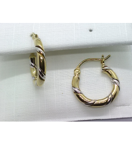 Goud oorring bicolour tors 17.5x2.75 mm - 3211443