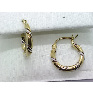 Goud oorring bicolour tors 17.5x2.75 mm - 3211443