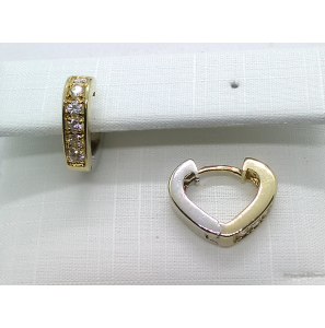 Goud klap-oorring bicolour hart model met zirkonia 16 mm - 3211445