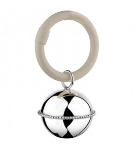 Zilver rammelaar bal parelrand aan ring - 3210967