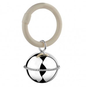 Zilver rammelaar bal parelrand aan ring - 3210967