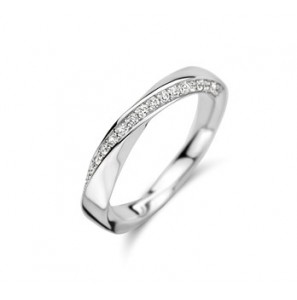 Zilveren damesring RH met zirconia mt. 18¢ - 3211015