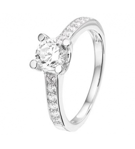 Zilver RH dames ring met zirconia&#39;s mt. 19 - 3211017