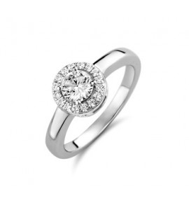 Zilver RH dames ring met zirconia's maat 17¾ - 3211018