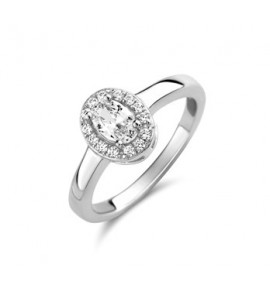 Zilver RH dames ring met zirconia's maat 17¼ - 3211019