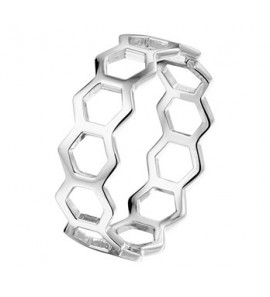 Zilver RH dames ring zeskant 6 mm mt. 17¼ - 3211021