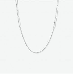 Zilver RH collier anker met paperclip 89 cm - 3211051