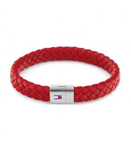Tommy Hilfiger Armband leer rood 19 cm - 3211152
