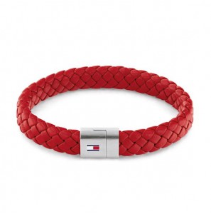 Tommy Hilfiger Armband leer rood 19 cm - 3211152