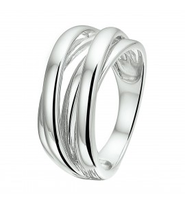 Zilver RH dames ring vier banden 10 mm maat 17¾ - 3211169