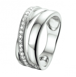 Zilver RH dames ring met zirkonia mt 17¾ - 3211174