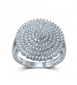 Goud wit dames ring rond antourage met diam. 1.03 crt. mt. 17¾ - 3211311