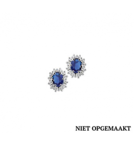Zilveren oorknop RH met synthetische blauw saffier en zirconia rozet - 3160618