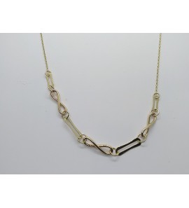 Goud anker collier met tussenstuk infinety en rechthoek 42 + 3 cm - 3211329