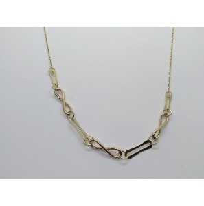 Goud anker collier met tussenstuk infinety en rechthoek 42 + 3 cm - 3211329