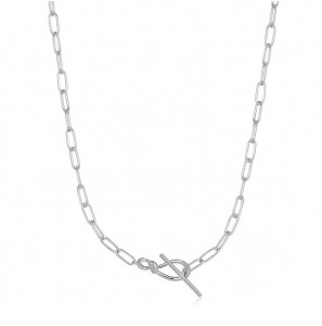 Ania Haie Silver Knot T BAr Chain Necklace M - 3211242
