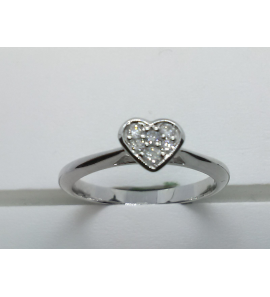 Goud wit dames ring hart vol diam. 0.10 crt. mt. 17 - 3211306